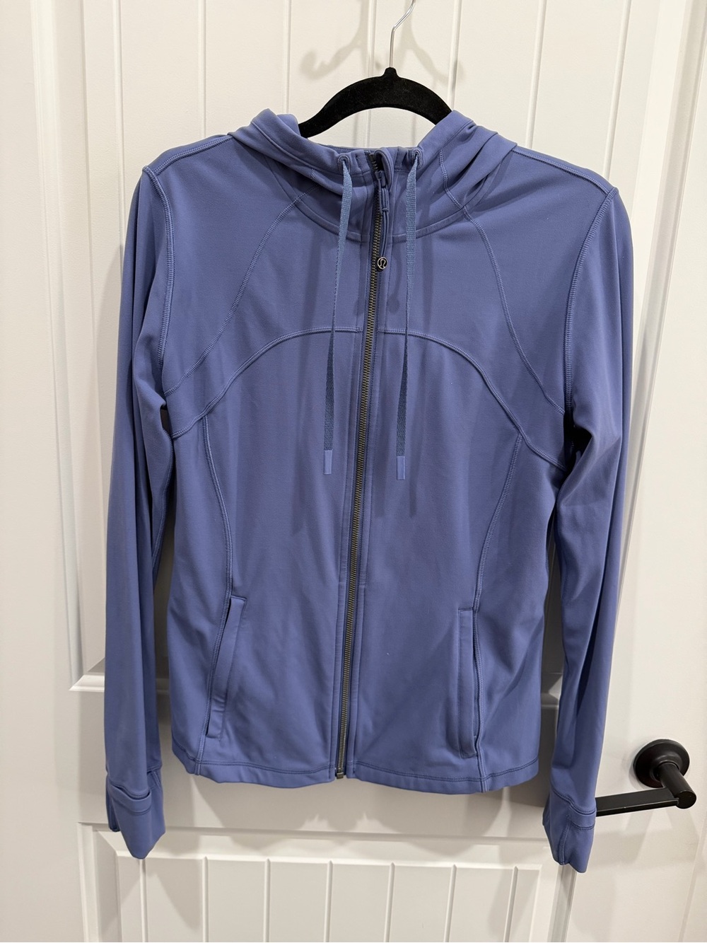 Lululemon Hooded Define Jacket Blue Full Zip Thumbholes Size 12